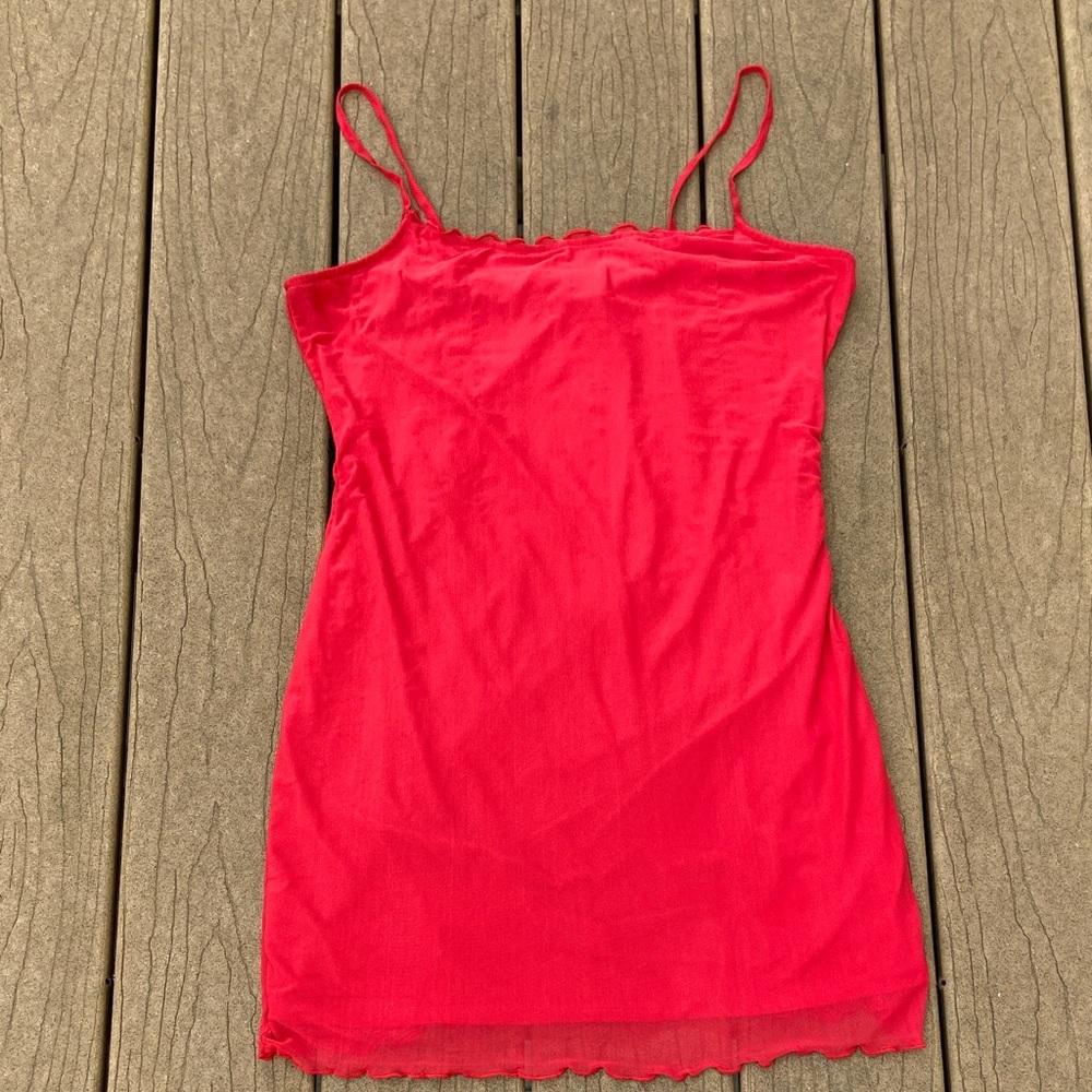 H&M Red Mini Dress Spaghetti Straps Slip Style Size Large